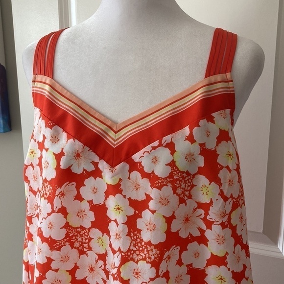 LC LAUREN Conrad large camisole blouse floral orange white - Picture 3 of 11